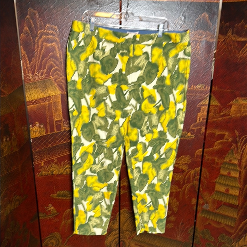 Frances Valentine Green and Yellow Ankle Pants